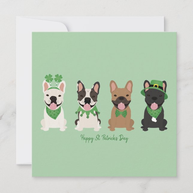 Cartes Pour Fêtes Annuelles Joyeuse Saint-Patrick Bulldog Français (Devant)