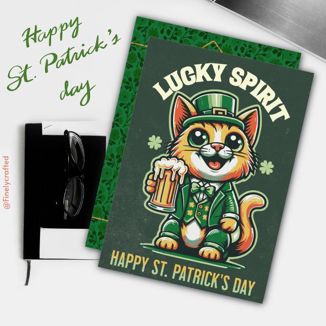 Cartes Pour Fêtes Annuelles Joyeuse Saint-Patrick Celtique Chat Irlandais Chan (Créateur téléchargé)