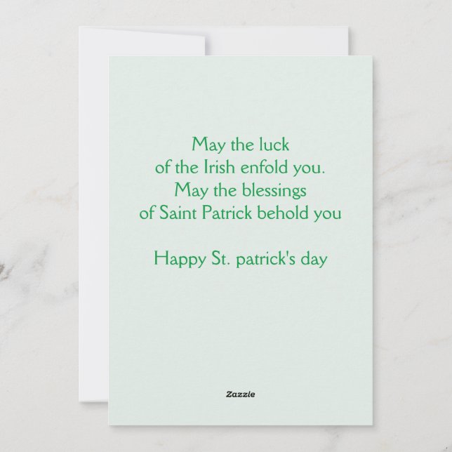 Cartes Pour Fêtes Annuelles Joyeuse Saint-Patrick Chance Simple Trèfles (Dos)