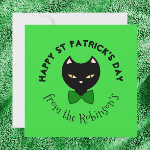 Cartes Pour Fêtes Annuelles Joyeuse Saint-Patrick Chat Noir Émeraude Vert Mign