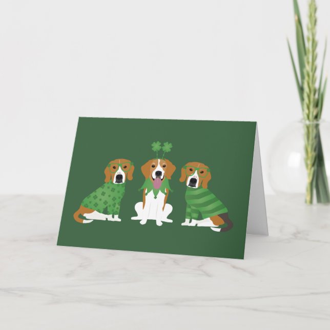 Cartes Pour Fêtes Annuelles Joyeuse Saint-Patrick Chiens Beagle (Devant)