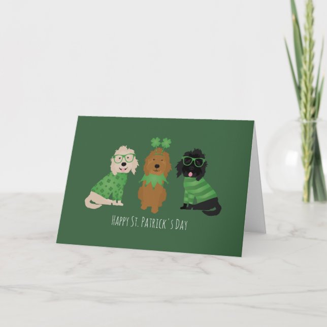 Cartes Pour Fêtes Annuelles Joyeuse Saint-Patrick Chiens Goldendoodle (Devant)