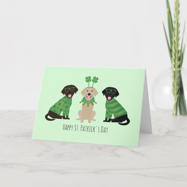 Cartes Pour Fêtes Annuelles Joyeuse Saint-Patrick Chiens Labrador Retriever (Devant)