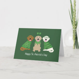 Cartes Pour Fêtes Annuelles Joyeuse Saint-Patrick Chiens Retrievers Dorés