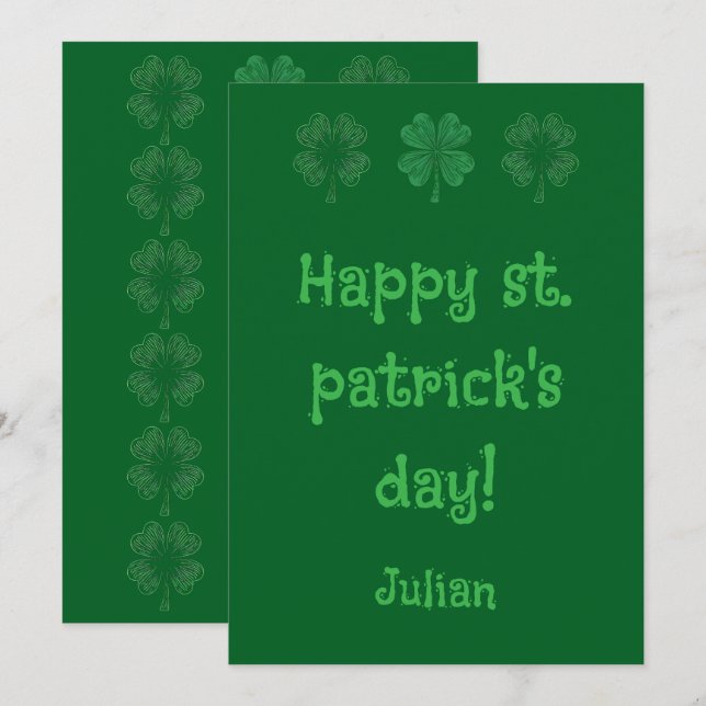 Cartes Pour Fêtes Annuelles Joyeuse Saint-Patrick – Classique Irlandais (Devant / Derrière)