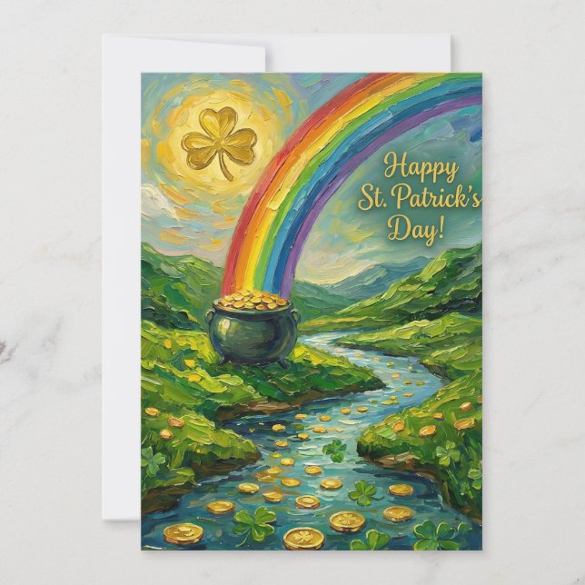 Cartes Pour Fêtes Annuelles Joyeuse Saint-Patrick Coupe d'Or Arc-en-ciel (Devant)
