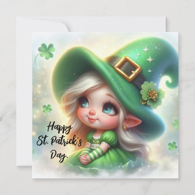 Cartes Pour Fêtes Annuelles Joyeuse Saint-Patrick Cute Gnome (Devant)