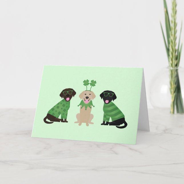 Cartes Pour Fêtes Annuelles Joyeuse Saint-Patrick Labrador Retriever Chiens (Devant)