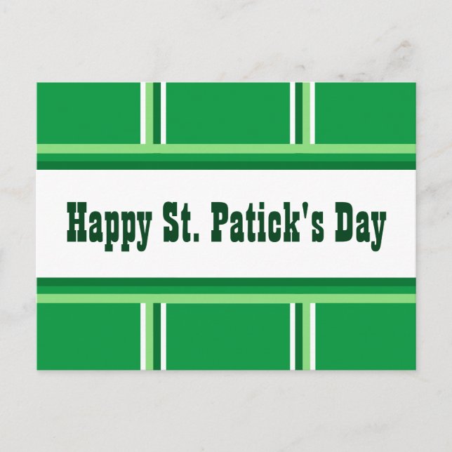 Cartes Pour Fêtes Annuelles Joyeuse Saint-Patrick rayée verte mignonne (Devant)
