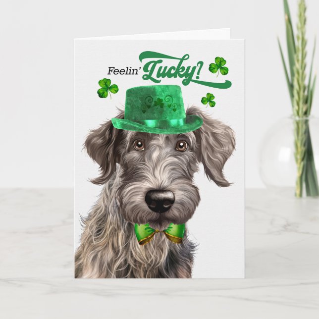 Cartes Pour Fêtes Annuelles Joyeuse Saint-Patrick Scottish Deerhound Chien (Devant)