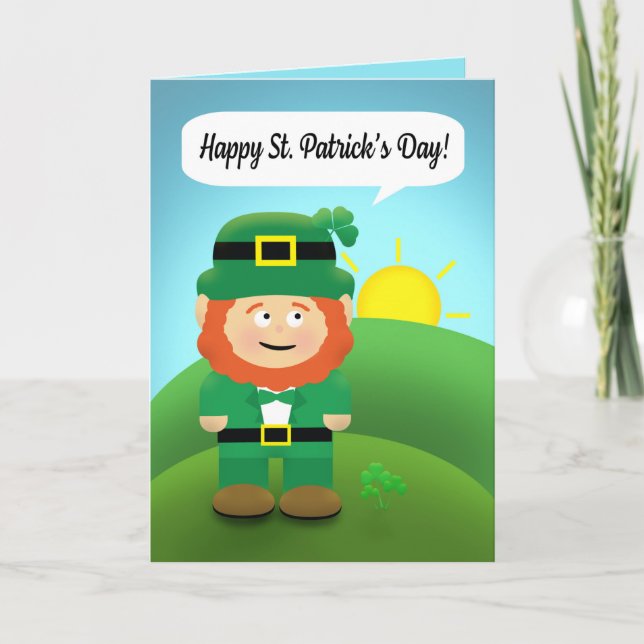 Cartes Pour Fêtes Annuelles Joyeuse Saint Patrick's Day Leprechaun à l'extérie (Devant)