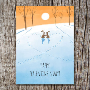 Cartes Pour Fêtes Annuelles Joyeuse Saint-Valentin Amour Lapin Aquarelle Cœur