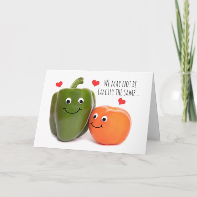 Cartes Pour Fêtes Annuelles Joyeuse Saint-Valentin au couple poivron et tomate (Devant)