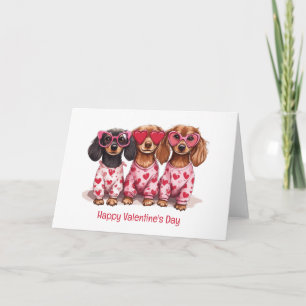 Cartes Pour Fêtes Annuelles Joyeuse Saint-Valentin aux chiens Dachshund