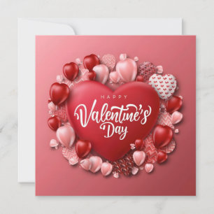 Cartes Pour Fêtes Annuelles Joyeuse Saint-Valentin avec Cœur Rouge