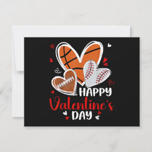 Cartes Pour Fêtes Annuelles Joyeuse Saint-Valentin Baseball Football Basket Cœ