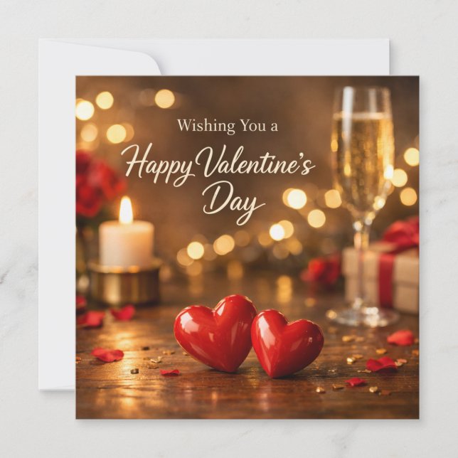 Cartes Pour Fêtes Annuelles Joyeuse Saint-Valentin Bougie Cœurs Rouges (Devant)