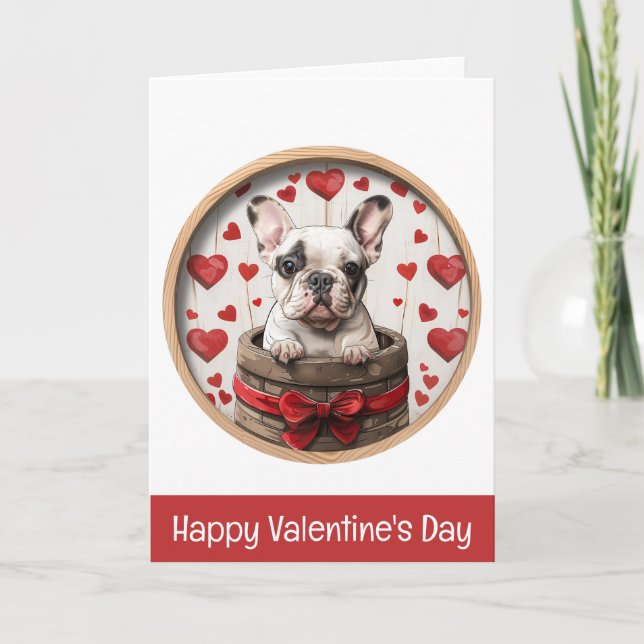 Cartes Pour Fêtes Annuelles Joyeuse Saint-Valentin Bouledogue Français (Devant)