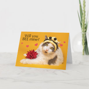 Cartes Pour Fêtes Annuelles Joyeuse Saint-Valentin Chat au Chapeau Bourdon Hum