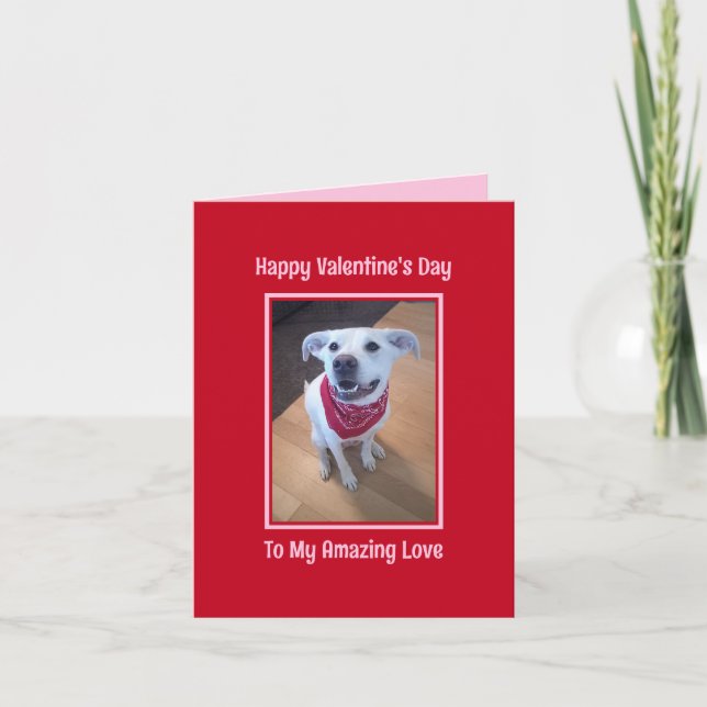 Cartes Pour Fêtes Annuelles Joyeuse Saint-Valentin Chien Mignon Sourire Rouge (Devant)
