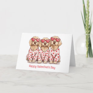 Cartes Pour Fêtes Annuelles Joyeuse Saint-Valentin Chiens Retriever dorés