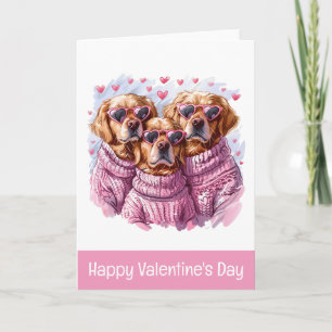 Cartes Pour Fêtes Annuelles Joyeuse Saint-Valentin Chiens Retriever dorés
