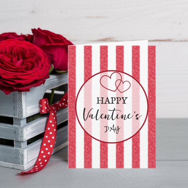 Cartes Pour Fêtes Annuelles Joyeuse Saint-Valentin Cœur Rayures Plié (Créateur téléchargé)