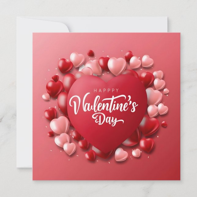 Cartes Pour Fêtes Annuelles Joyeuse Saint-Valentin Cœur Rouge Amour (Devant)
