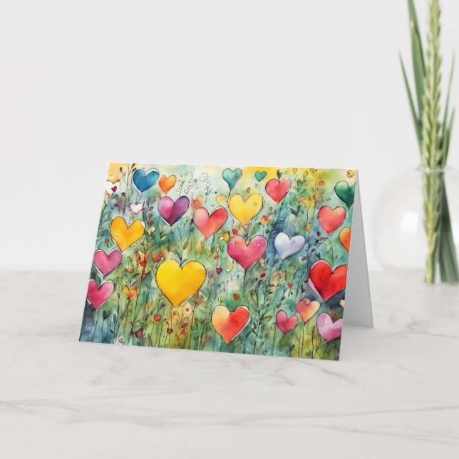 Cartes Pour Fêtes Annuelles Joyeuse Saint-Valentin cœurs  (Devant)