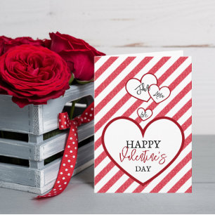 Cartes Pour Fêtes Annuelles Joyeuse Saint-Valentin Cœurs Craie Rayures Pliées