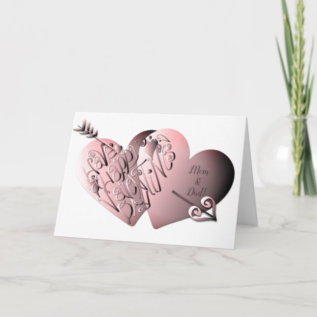 Cartes Pour Fêtes Annuelles "Joyeuse Saint-Valentin"Cœurs écrits à la main (Devant)