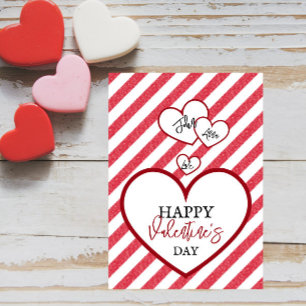 Cartes Pour Fêtes Annuelles Joyeuse Saint-Valentin Cœurs Rouges Rayures de Cra