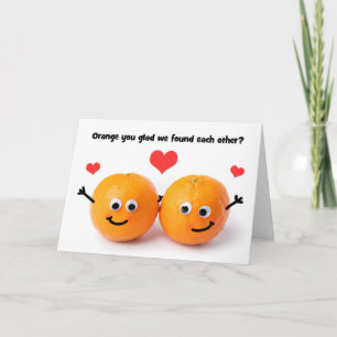 Cartes Pour Fêtes Annuelles Joyeuse Saint-Valentin Couple Orange Humour 