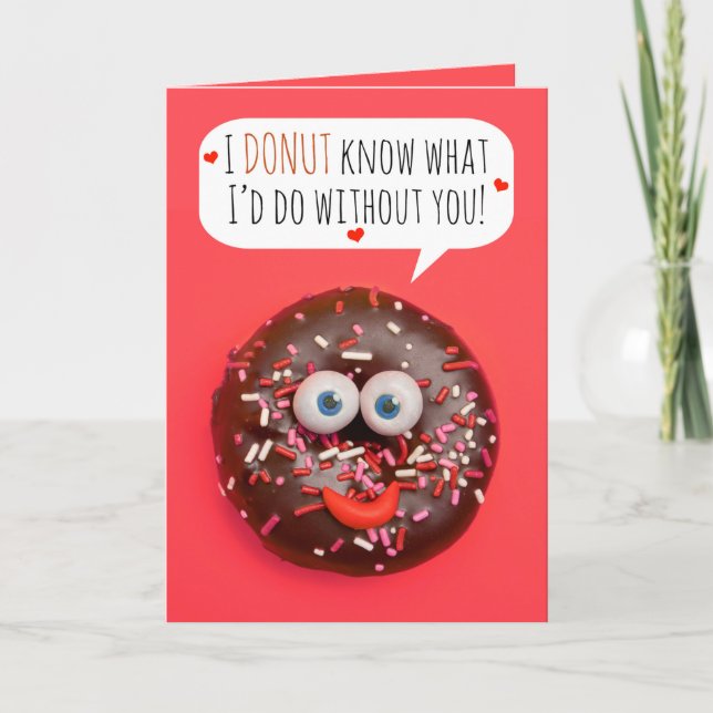 Cartes Pour Fêtes Annuelles Joyeuse Saint-Valentin Donut Humour (Devant)