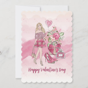 Cartes Pour Fêtes Annuelles Joyeuse Saint-Valentin Femme Blonde