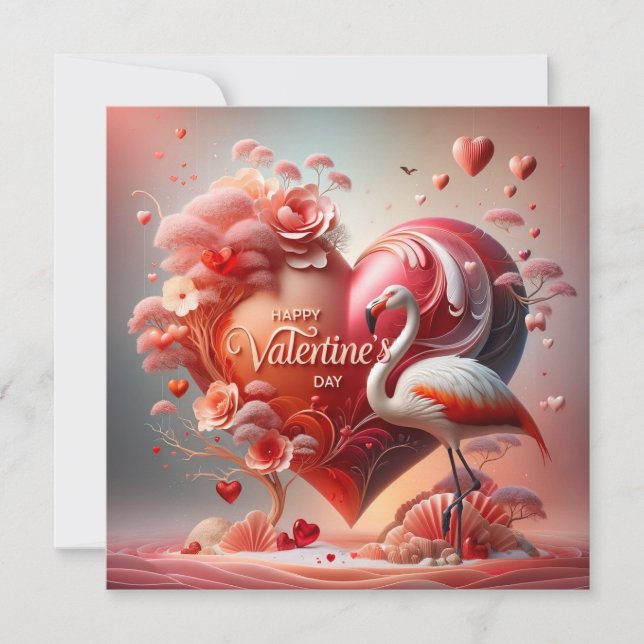 Cartes Pour Fêtes Annuelles Joyeuse Saint-Valentin Flamant (Devant)