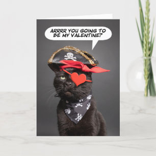 Cartes Pour Fêtes Annuelles Joyeuse Saint-Valentin Humour de chat pirate drôle