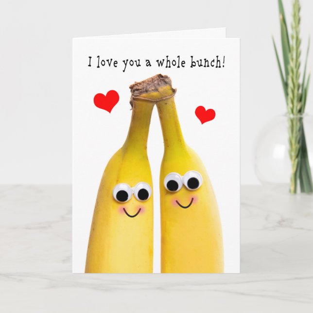 Cartes Pour Fêtes Annuelles Joyeuse Saint-Valentin Je t'aime Humour Banane  (Devant)