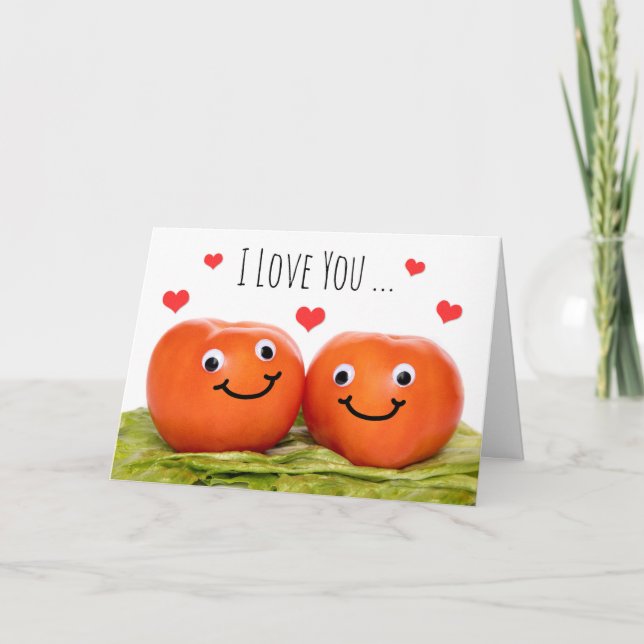 Cartes Pour Fêtes Annuelles Joyeuse Saint-Valentin Je T'aime Tomate Humour (Devant)