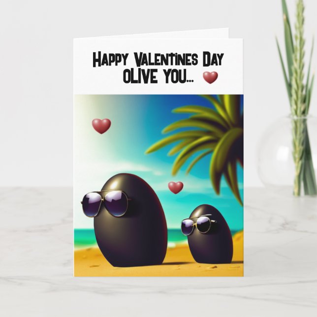 Cartes Pour Fêtes Annuelles Joyeuse Saint-Valentin Je T'olive (Devant)
