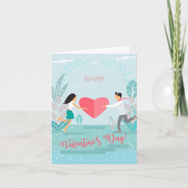 Cartes Pour Fêtes Annuelles Joyeuse Saint-Valentin "L'amour est dans l'air !" (Devant)