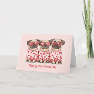Cartes Pour Fêtes Annuelles Joyeuse Saint-Valentin les chiens Carlin