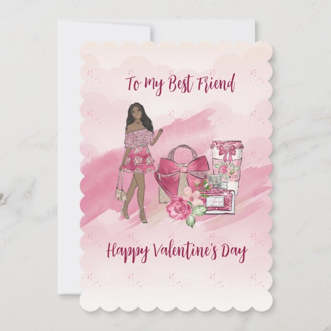 Cartes Pour Fêtes Annuelles Joyeuse Saint-Valentin meilleure amie noire (Devant)