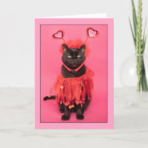 Cartes Pour Fêtes Annuelles Joyeuse Saint-Valentin Mignon Chat Habillé en Cœur