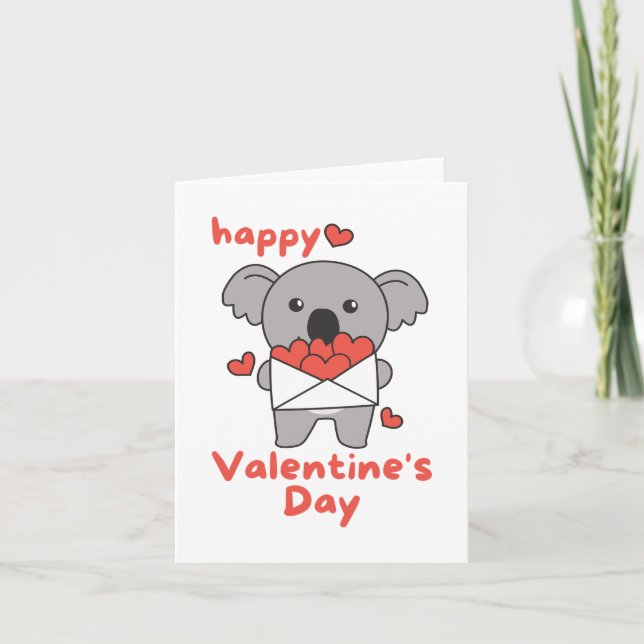 Cartes Pour Fêtes Annuelles Joyeuse Saint-Valentin mignon Koala (Devant)