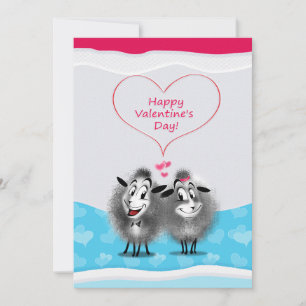Cartes Pour Fêtes Annuelles Joyeuse Saint-Valentin Moutons Mignons Jolies Cart