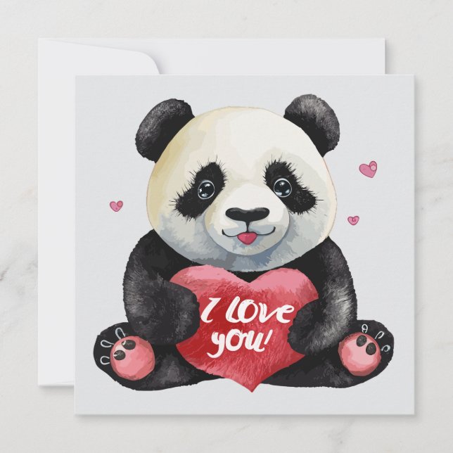 Cartes Pour Fêtes Annuelles Joyeuse Saint-Valentin Panda (Devant)