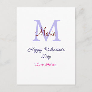 Cartes Pour Fêtes Annuelles Joyeuse Saint-Valentin pastel violet monogramme ro