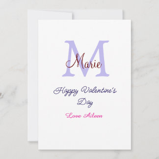 Cartes Pour Fêtes Annuelles Joyeuse Saint-Valentin pastel violet monogramme ro