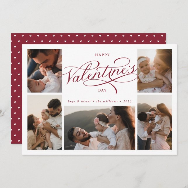 Cartes Pour Fêtes Annuelles Joyeuse Saint-Valentin Photo Collage (Devant / Derrière)